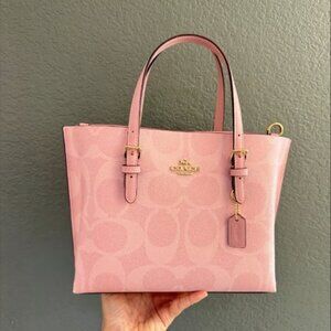 Coach Mollie Tote Bag 25 In Signature Canvas CAL50, Powder pink